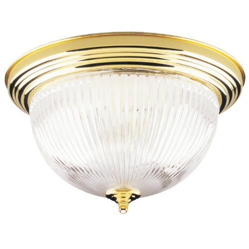 Westinghouse Lighting 6628200 Two-Light Flush-Mount Interior Ceiling Fixture, Polished Brass Finish With Crystal Ribbed Glass